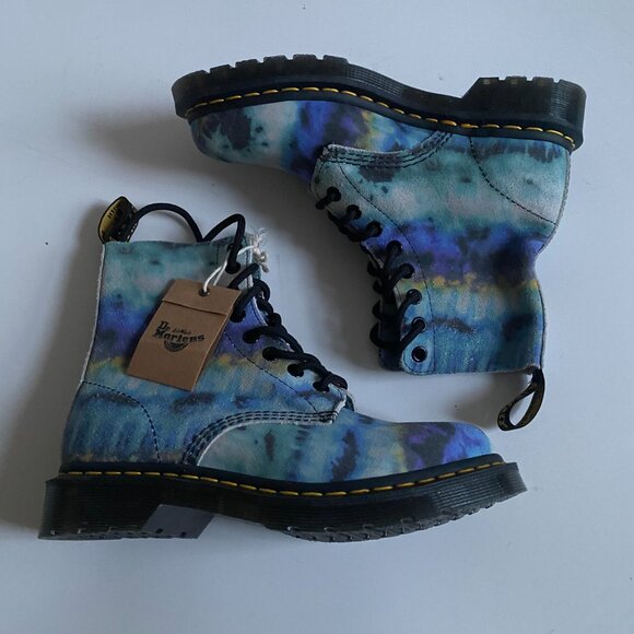 NWT Dr. Martens 1460 Pascal Blue Tie Dye Leather Women's Boots Size 6 27242 - Picture 8 of 16
